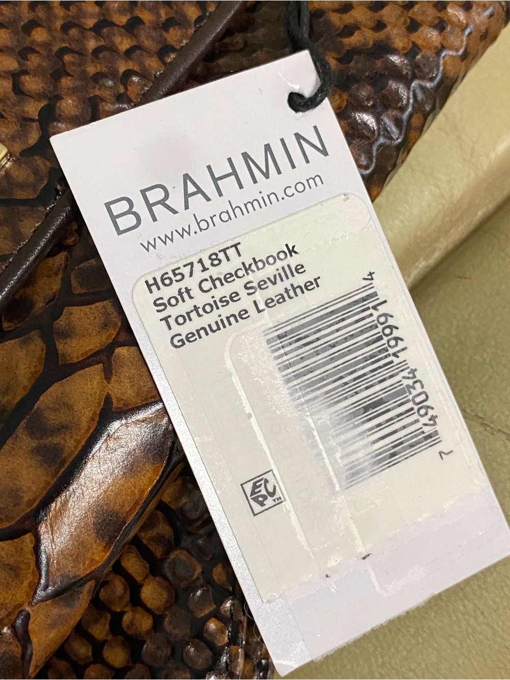 NWT Brahmin Checkbook Wallet Tortoise Seville Retired Snake Print Leather - Picture 12 of 12